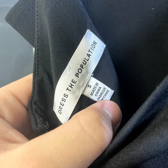 DRESS THE POPULATION Veronique Cocktail Stretch Bodycon Dress LBD Black S - Picture 7 of 8